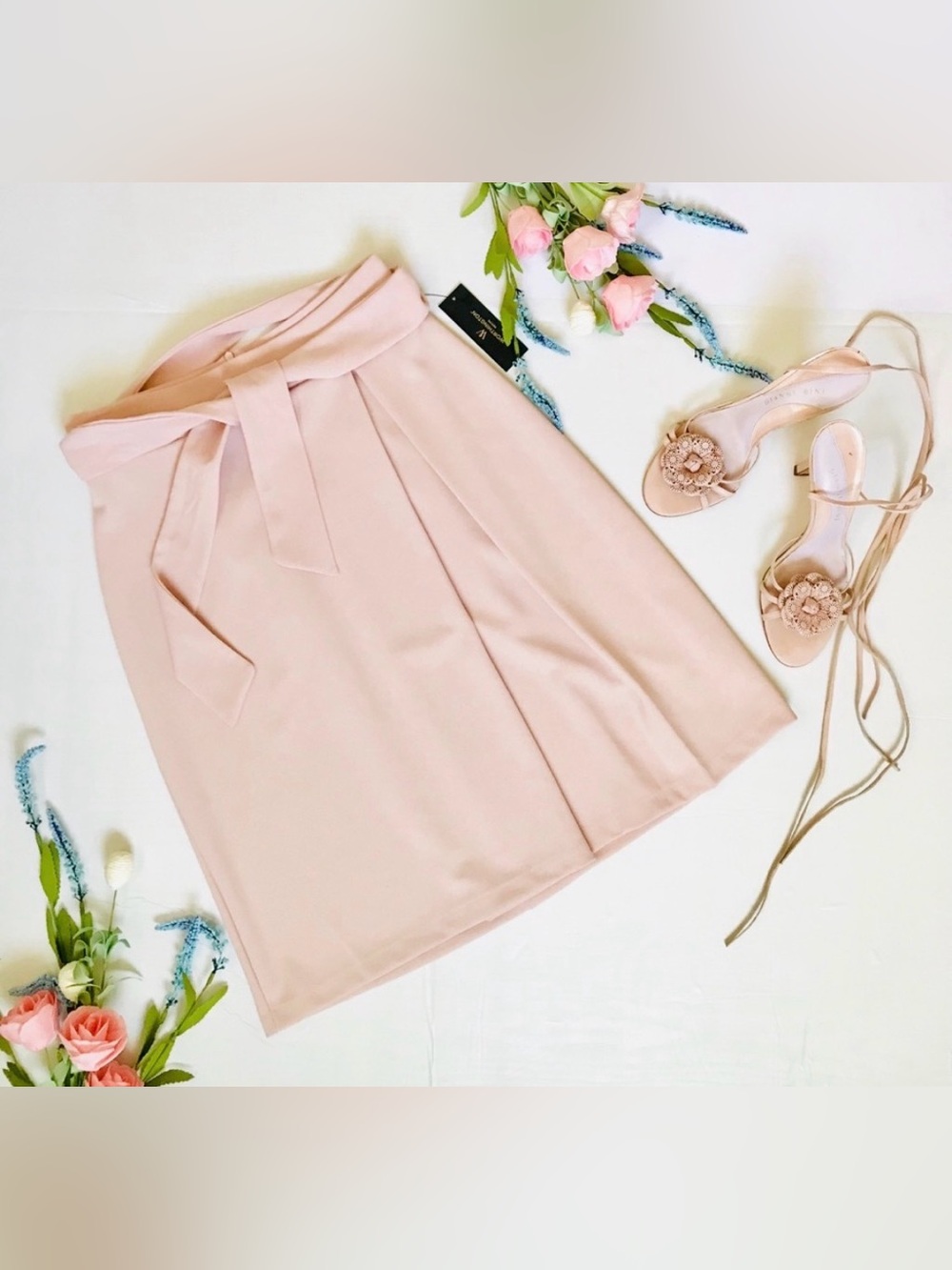 Worthington Tie-Belt Pencil Skirt in Blush Pink